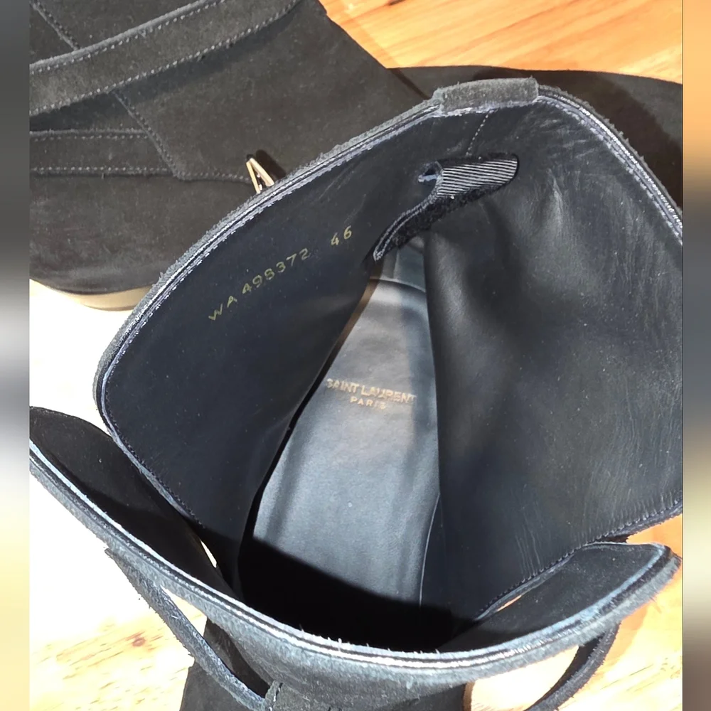 Saint Laurent Paris Wyatt Jodhpur harness boots in black suede EU 46 / US 13 - Picture 12 of 13